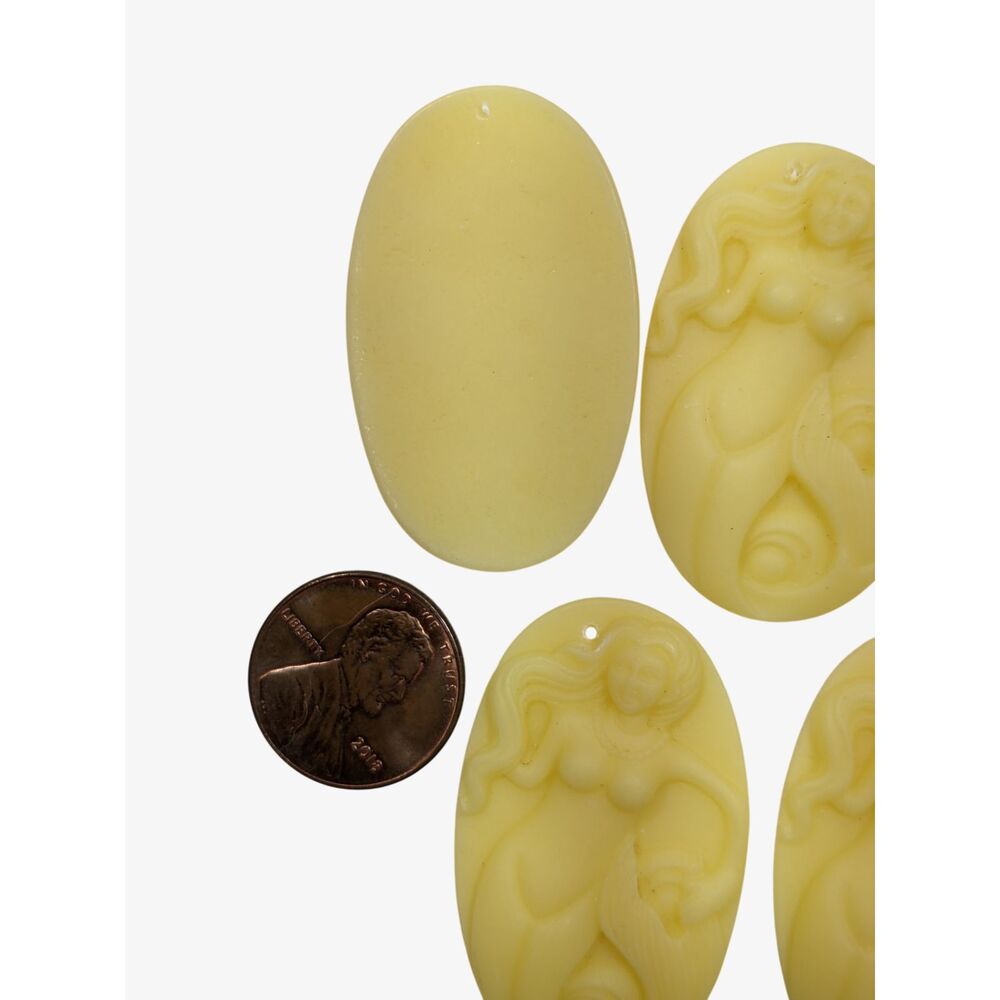 8pc Acrylic Cameos Unset Mermaid Light Yellow 40mmx25mm Jewelry Supply Flat Back